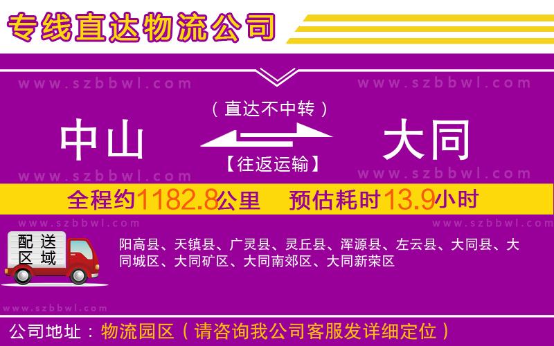 中山到大同物流專線
