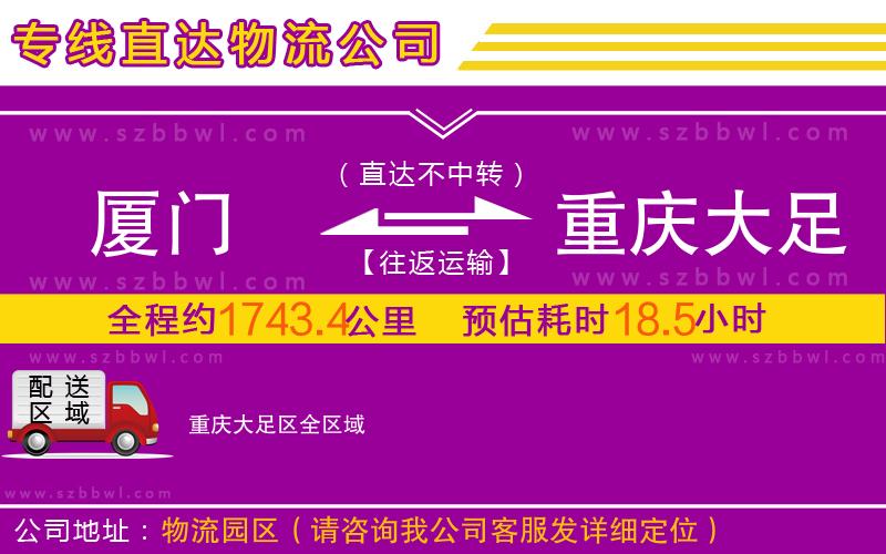 廈門到重慶大足區(qū)物流專線