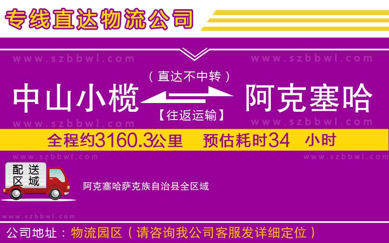 中山小欖到阿克塞哈薩克族自治縣物流公司
