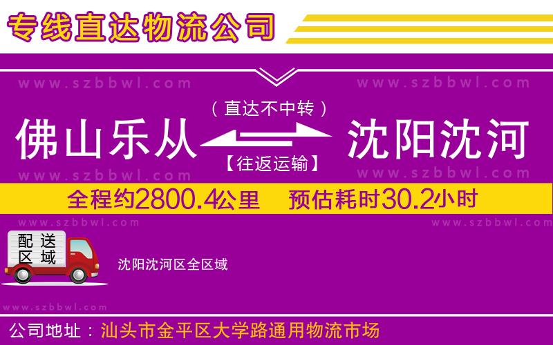 佛山樂從鎮(zhèn)到沈陽沈河區(qū)物流公司