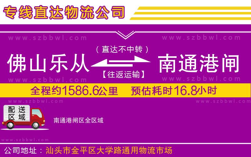 佛山樂從鎮(zhèn)到南通港閘區(qū)物流專線
