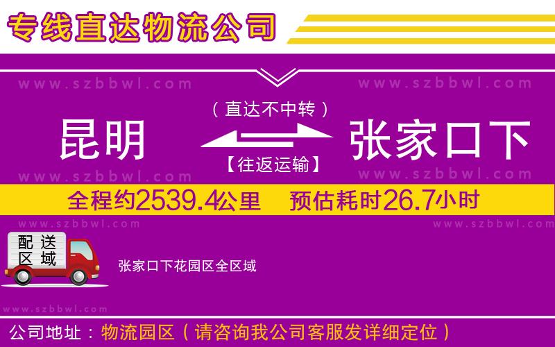 昆明到張家口下花園區(qū)物流專線
