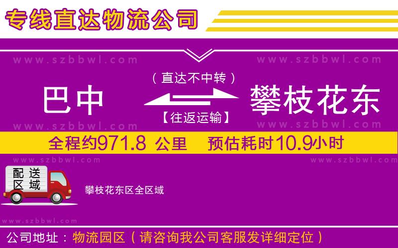 巴中到攀枝花東區(qū)物流公司