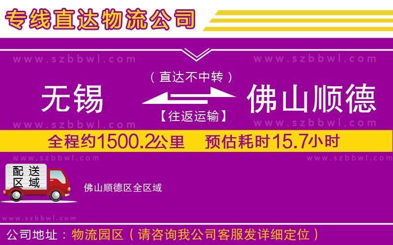 無(wú)錫到佛山順德區(qū)物流公司