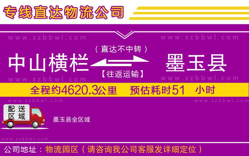 中山橫欄到墨玉縣物流專線